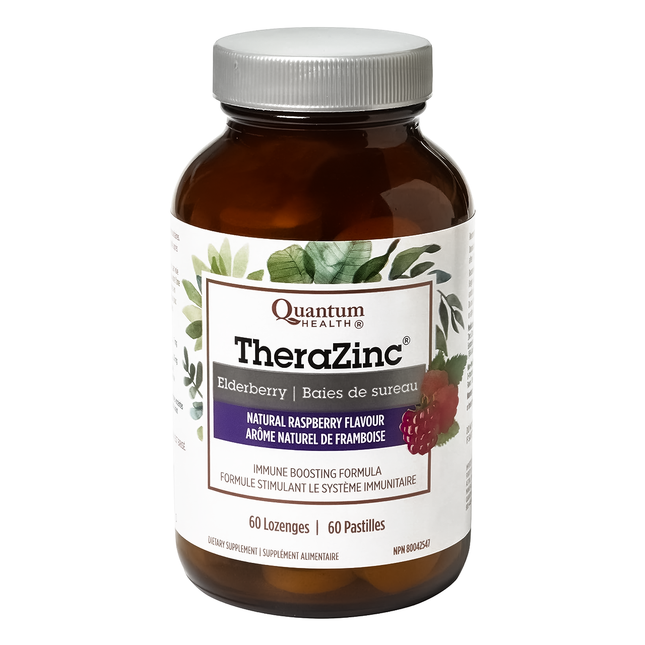 Quantum Health - TheraZinc Elderberry Immune Boosting Formula - Natural Raspberry Flavour | 60 Lozenges