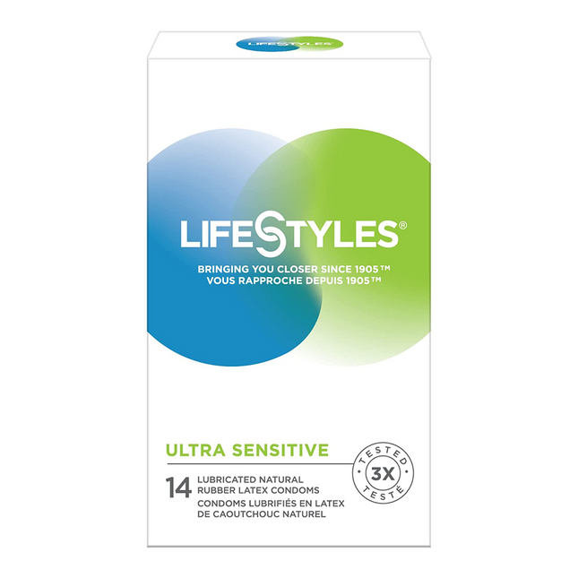 LIFESTYLES - Ultra Sensitive Lubricated Natural Rubber Latex Condoms | 14 or 36 Count