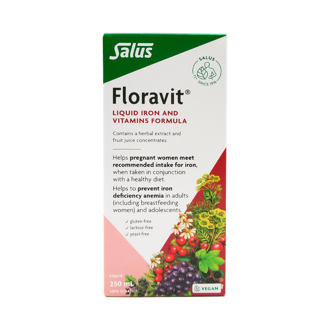 Salus Floravit Formule de fer liquide sans levure et sans gluten avec vitamines | 250ml*