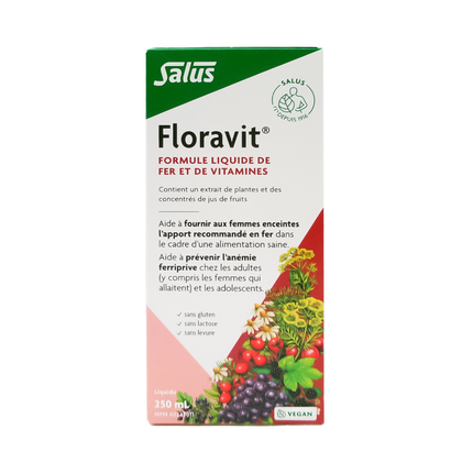 Salus - Floravit Formule de fer liquide sans levure et sans gluten avec vitamines | 250 mL
