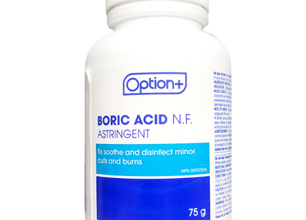 Option+ Boric Acid N.F. Astringent Antiseptic For Minor Cuts & Burns | 75g
