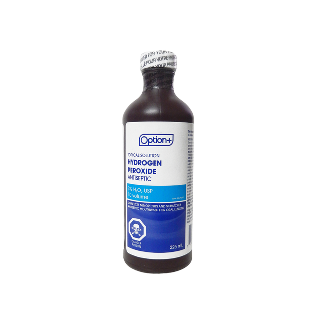 Solution topique de peroxyde d'hydrogène Option+ | 225 ml