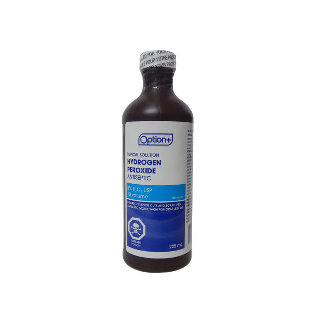 Solution topique de peroxyde d'hydrogène Option+ | 225 ml