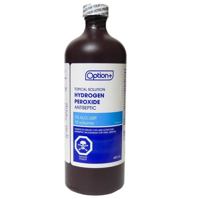Option+ Solution topique antiseptique au peroxyde d'hydrogène | 450 ml