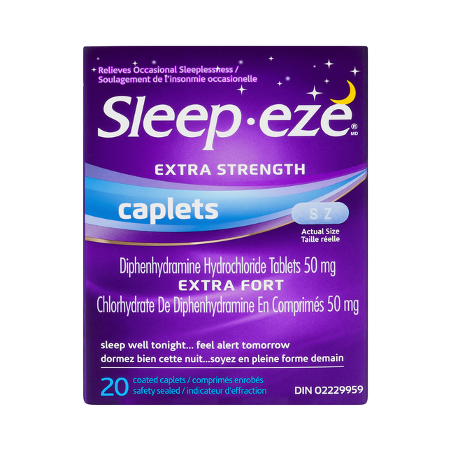 Sleep-Eze - Extra Strength Nighttime Sleep Aid Caplets | 20 Coated Caplets