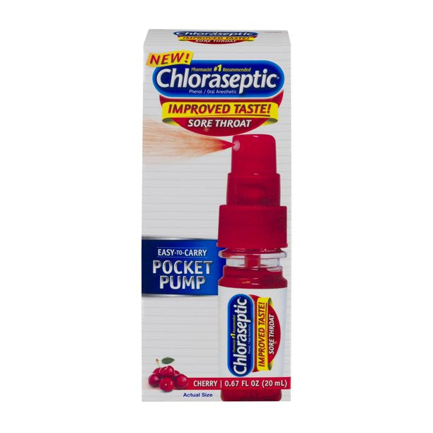 Chloraseptic - Spray contre les maux de gorge à pompe de poche - Cerise | 25 ml