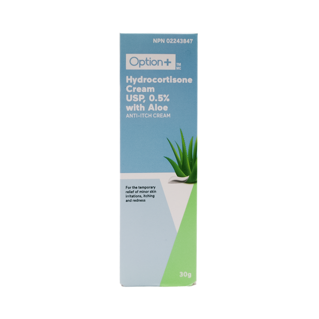 Option+ Hydrocortisone Cream USP, 0.5% with Aloe | 30 g