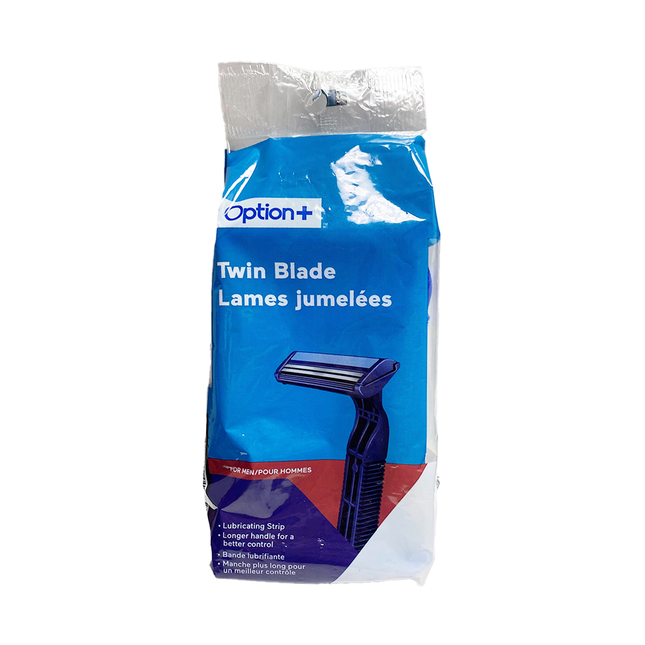 Option+ Twin Blade Razors with Lubricating Strip For Men | 12 Razors