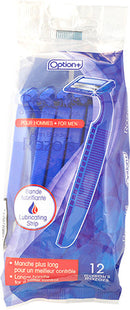 Option+ Twin Blade Razors with Lubricating Strip For Men | 12 Razors