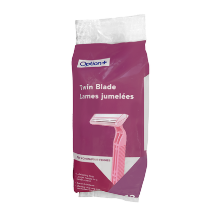 Rasoirs à double lame Option+ avec bande lubrifiante pour femmes | 12 rasoirs
