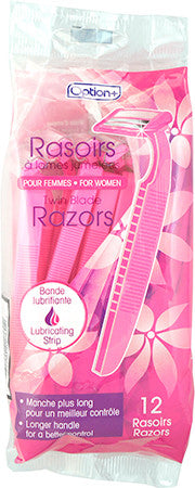 Option+ Twin Blade Razors with Lubrication Strip For Women | 12 Razors