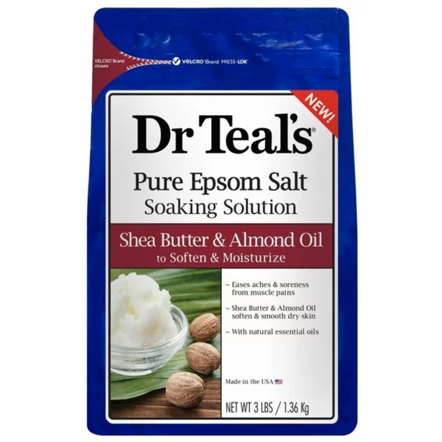 Dr Teal's - Solution de trempage au sel d'Epsom pur au beurre de karité et à l'huile d'amande | 1,36 kg