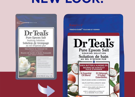 Dr Teal's - Solution de trempage au sel d'Epsom pur au beurre de karité et à l'huile d'amande | 1,36 kg