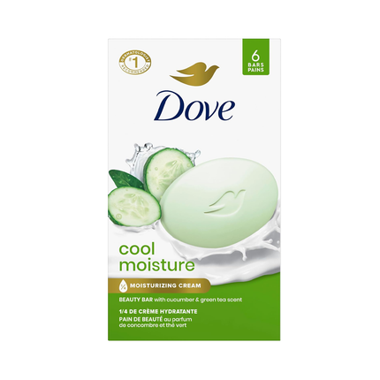 Dove - Cool Moisture Beauty Bar, Cucumber & Green Tea Scent | 6 x 106 g