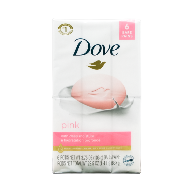 Dove - Rose - Barre de beauté avec crème hydratante | 6 pains de savon X 106 g