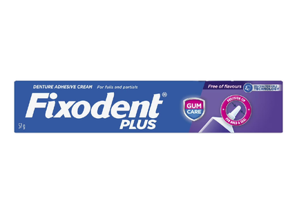 Fixodent - Plus Gumcare - Crème adhésive pour prothèses dentaires complètes et partielles - Sans saveurs | 57g