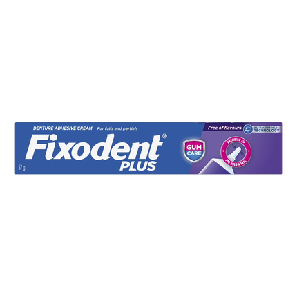 Fixodent - Plus Gumcare - Crème adhésive pour prothèses dentaires complètes et partielles - Sans saveurs | 57g