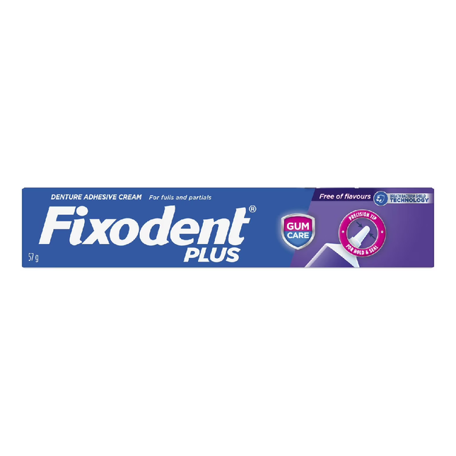 Fixodent - Plus Gumcare - Denture Adhesive Cream for Fulls & Partials - No Falvours | 57 g