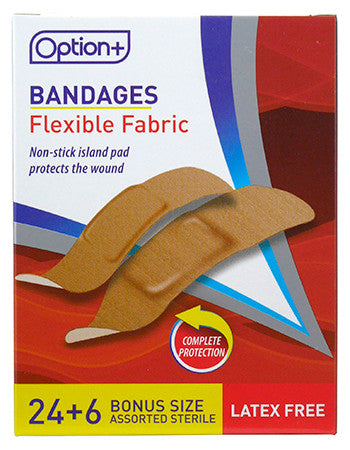 Flex-Fabric Bandages, Assorted Sizes, 30 count