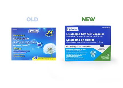 Option+ Non-Drowsy Allergy Relief Loratadine Soft Gel Capsules | 24 Capsules