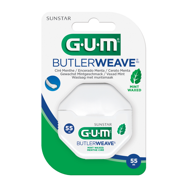 GUM - Fil dentaire en cire Butlerweave - Menthe | 55 m