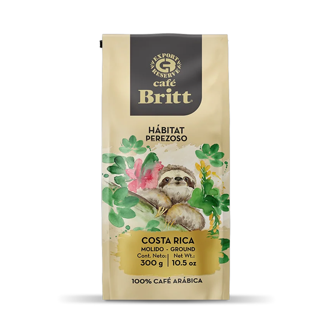 Cafe Britt - Habitat Perezoso Medium Roast Costa Rican 100% Arabica Ground Coffee | 300 g