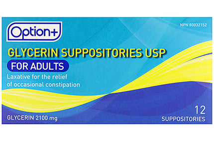 Option+ Glycerin Suppositories for Adults | 12 Suppositories