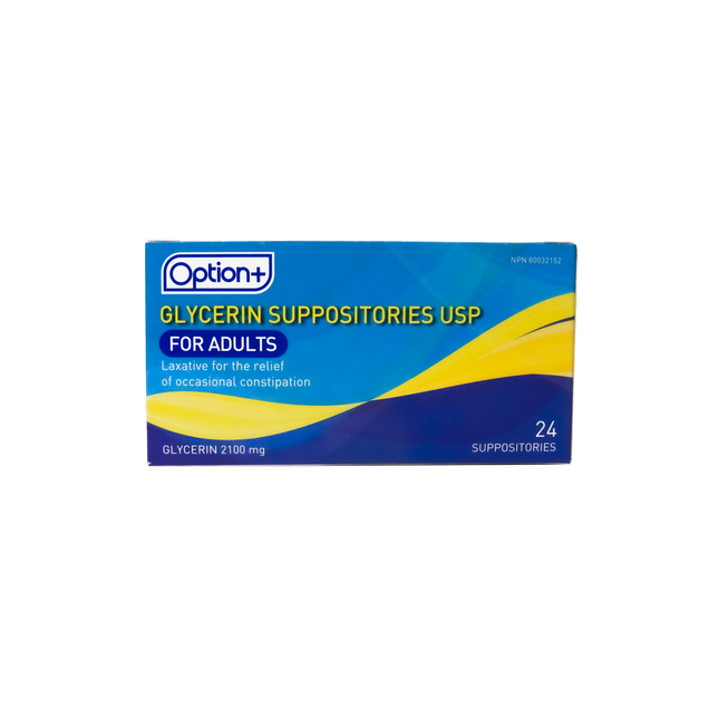 Option+ - Glycerin Suppositories for Adults | 24 Suppositories