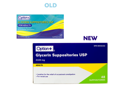 Option+ Glycerin Suppositories for Adults | 48 Suppositories