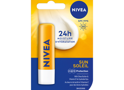 Nivea - Baume à Lèvres Hydratation 24H Protection Solaire FPS 30 | 4,8 g