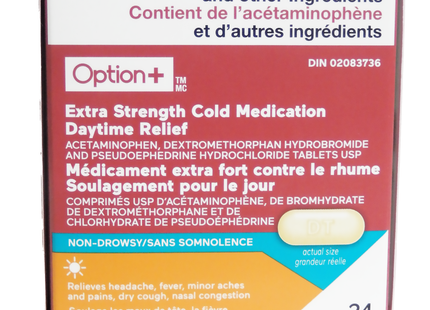 Option+ Extra Strength Cold Medication Daytime Relief | 24 Caplets