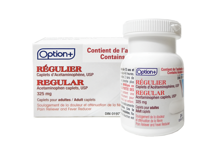 Option+ Caplets d'acétaminophène réguliers 325 MG | 24 caplets