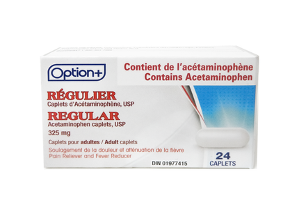 Option+ Caplets d'acétaminophène réguliers 325 MG | 24 caplets