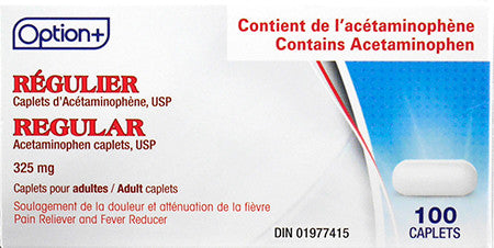 Option+ Regular Acetaminophen Caplets - 325 mg | 100 Caplets