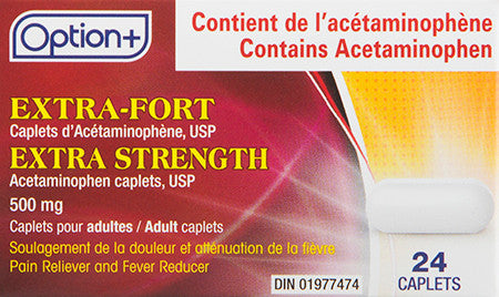 Option+ Extra Strength Acetaminophen Caplets 500 mg | 24 Caplets