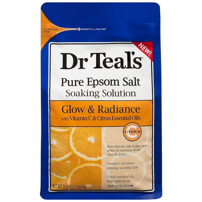 Dr Teal's - Pure Epsom Salt - Glow & Radiance With Vitamin C & Citrus Essential Oils | 1.36kg