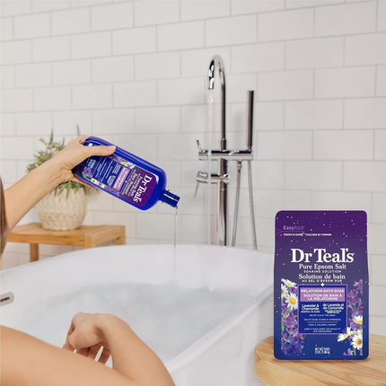 Dr Teal's - Bain Moussant Mélatonine au Sel d'Epsom Pur - Lavande & Camomille | 1 L