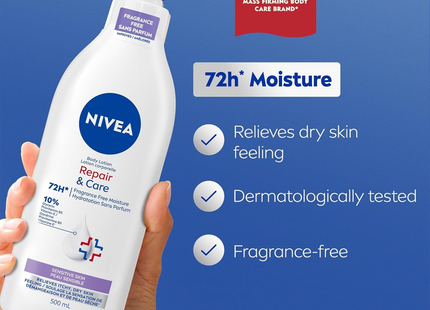 Nivea - 72H Repair & Care Body Lotion, Fragrance Free | 500 mL