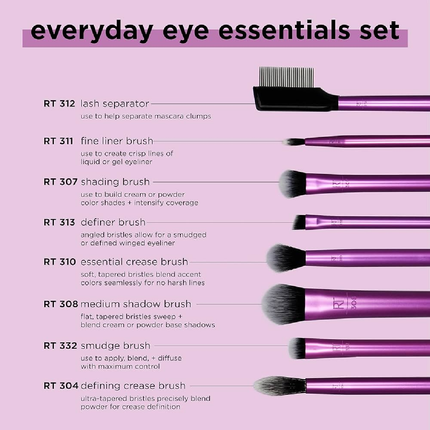 Real Techniques - Everyday Eye Essentals 8x Brushes