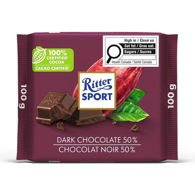 Ritter Sport - Dark Chocolate Bar 50% | 100 g