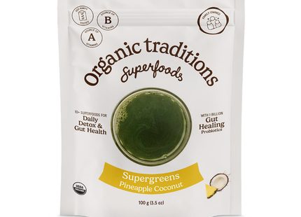 Organic Traditions - Supergreens, Pineapple Coconut | 100 g