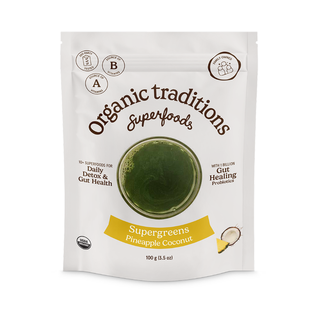Organic Traditions - Supergreens, Pineapple Coconut | 100 g