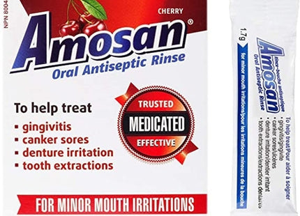 Amosan -  Oral Antiseptic Rinse - Cherry | 12 x 1.7g Envelopes