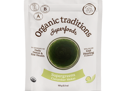 Organic Traditions - Supergreens, Cucumber Melon | 100 g