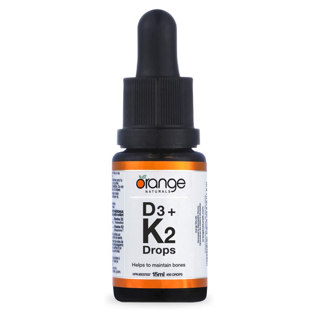 Orange Naturals - D3&K2 250 IU/30 MCG Drops - Orange Flavour | 15 mL