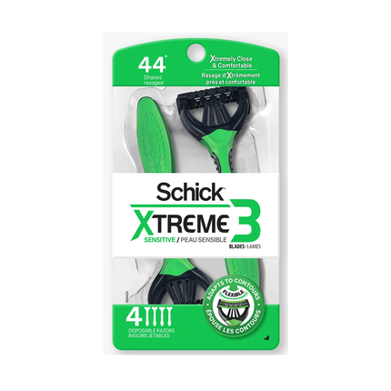 Schick - Xtreme Sensitive 3 Blades | 4 Disposable Razors