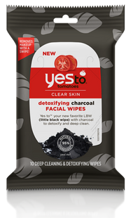 Yes To Tomatoes Clear Skin Detoxifying Charcoal Facial Wipes | 10 Deep Cleaning & Detoxifying Wipes