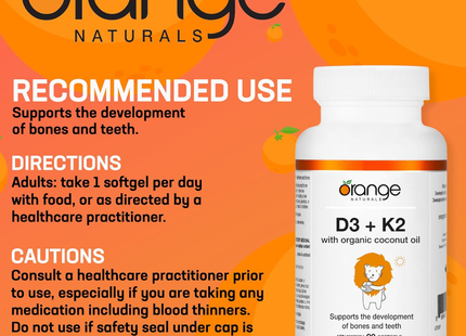 Orange Naturals - Vitamine D3 Noix de coco | 90 gélules