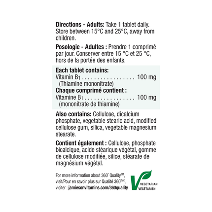 Jamieson - Vitamin B1 100 mg | 100 Tablets