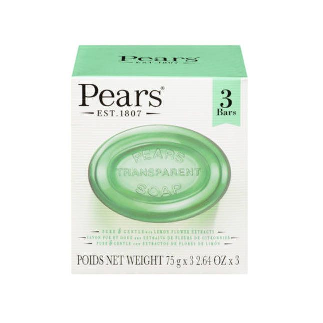 Pears - Transparent Pure & Gentle Soap Bar with Lemon Flower Extracts | 3 Bars